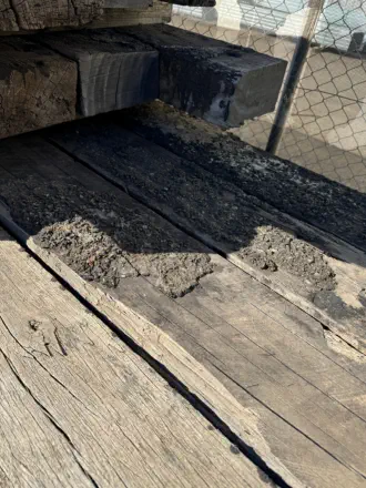 Recycled Bridge Timber with Bitumen 225 x 125mm