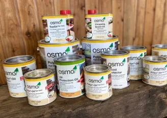 Osmo Timber Oils - clear matt, clear satin, raw, uv protection oil, wood protector, top oil & chopping board oil